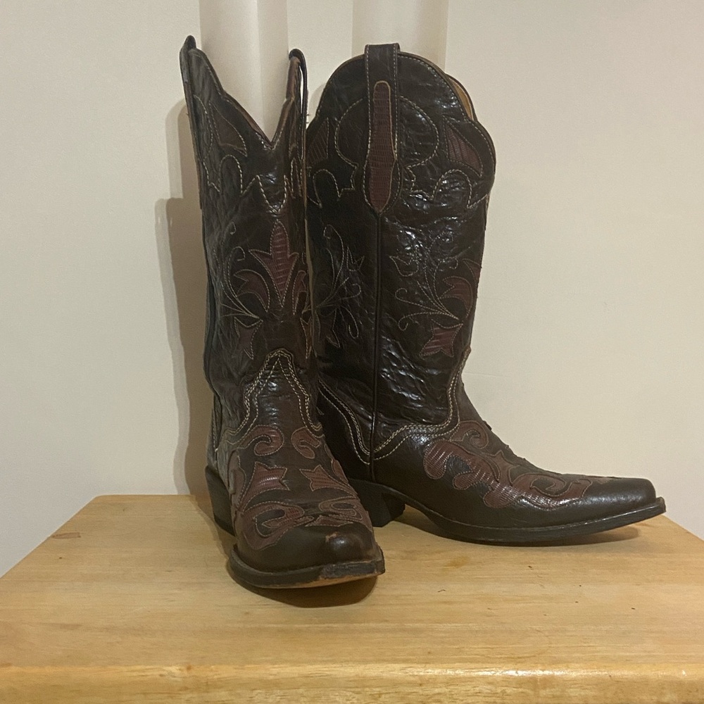 J.B. Dillon Tan Leather Cowboy Boots